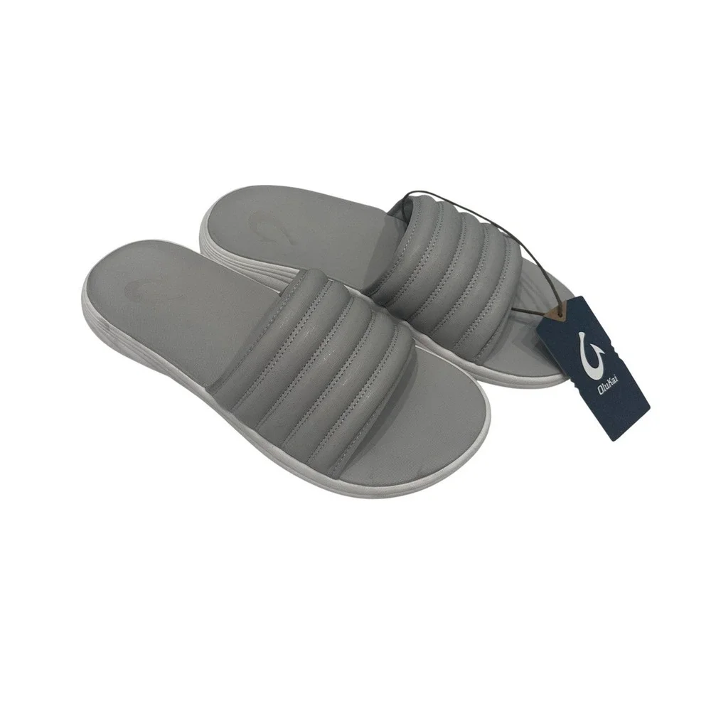 Olukai Komo Slide Men's Sandals Mist Grey Size 13 NWT
